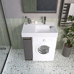 Madera Раковина над стиральной машиной Vega 80 R белая – фотография-4